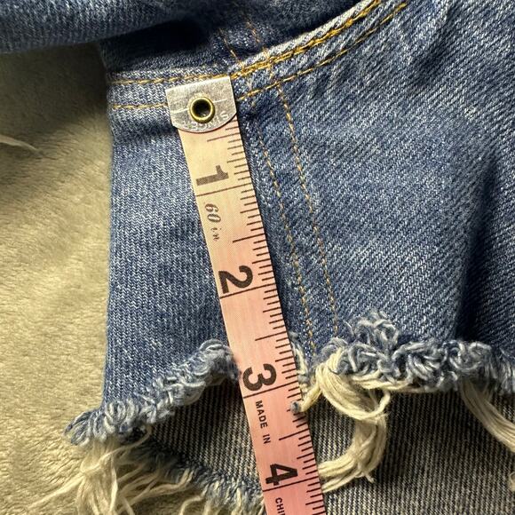 Levis 575 Jean Shorts Women Size 29x3 Orange Tab High Waist Cut Off Dark Denim - Picture 9 of 13